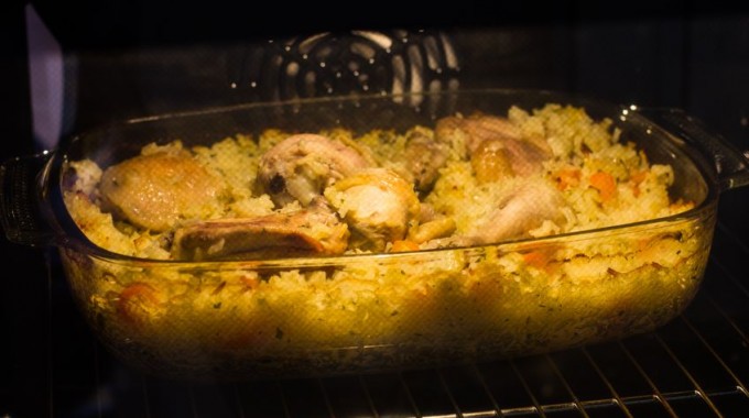 עוף בתנור עם אורז